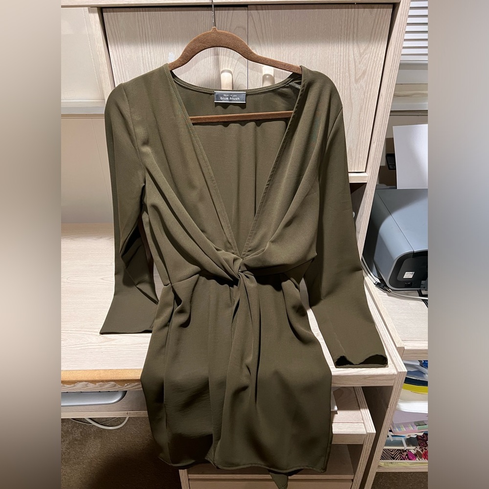 Blue Blush Olive Green Dress
